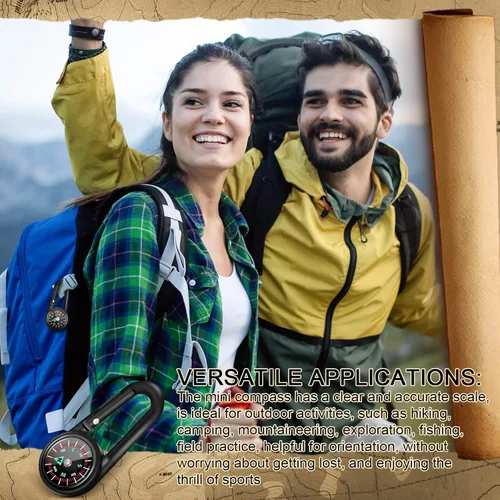 Vista 5 de Kanayu Llavero de brújula magnética de bolsillo pequeño, brújula de supervivencia, mini brújula de senderismo para niños y adultos, accesorio
