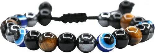 Vista 26 de Amazing Gemstone Pulsera de control de ira – Howlita Amazonita Lava Juego de pulseras para hombres y mujeres, curativa, calmante, ansiedad, alivio