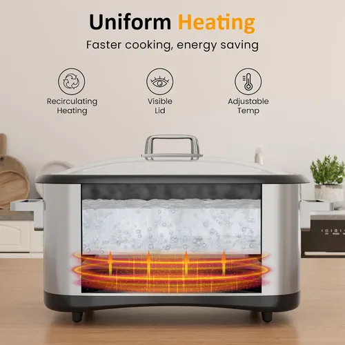 Vista 6 de Sunvivi Olla de cocción lenta de 8 cuartos de galón, horno asador, multi-cocción programable 12 en 1 con calentador de alimentos, temporizador