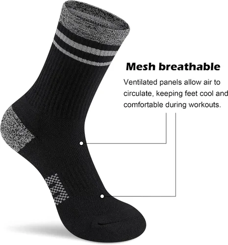 Vista 5 de Gonii Crew Socks Women Hiking Running Athletic Cushioned Compression Socks 5-6 Pairs