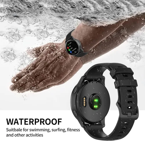 Vista 5 de Compatible con Garmin Vivoactive 4/Venu 3/Forerunner 255 265 Bandas, correa de silicona deportiva para Vivoactive 4/Venu 3/Forerunner 255 265