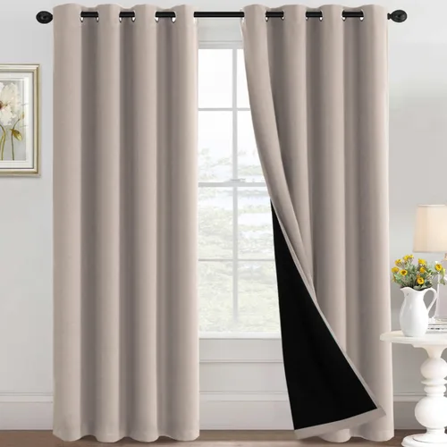 Vista 45 de H.VERSAILTEX Cortinas 100% de opacidad con aislamiento térmico, cortinas opacas completas para sala de estar, cortinas de ventana de eficiencia