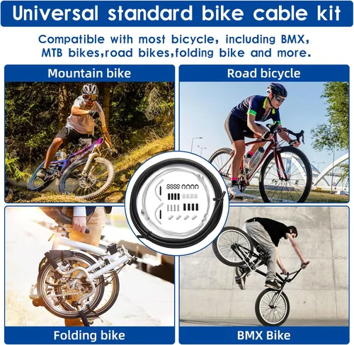 Vista 7 de Kit universal de carcasa de cable de freno y desviador de cambio, línea de transmisión de bicicleta estándar con tapas de extremo de cable
