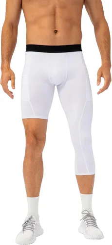 Vista 17 de Pantalones de compresión de 3/4 de una pierna para hombre, mallas de baloncesto atléticas para correr, leggings deportivos de capa base capri