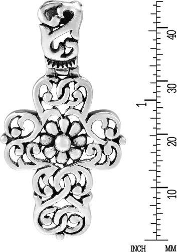 Vista 4 de Intertwine Flower Swirl Cruz Plata de ley 925colgante de filigrana