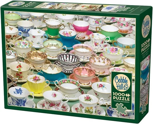 Vista 4 de Cobble Hill - Rompecabezas de 1000 piezas, tazas de té, póster de muestra incluido