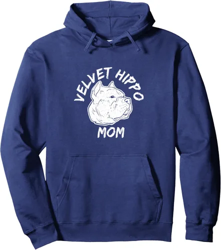 Vista 5 de American Bully Design para dueño de perro - Sudadera con capucha de terciopelo hipopótamo mamá, Negro
