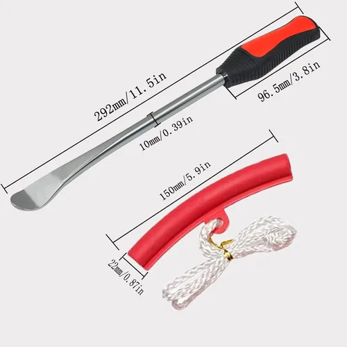 Vista 3 de Kit de herramientas de reparación de cucharas de neumáticos de 11.5 pulgadas, cucharas de neumáticos de acero endurecido con 3 protectores de llanta