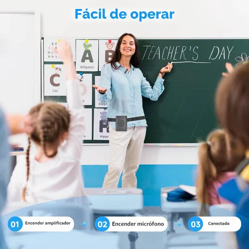 Vista 4 de Amplificador de voz con micrófono de solapa inalámbrico, micrófono inalámbrico recargable portátil y altavoz con cintura, amplificador de voz