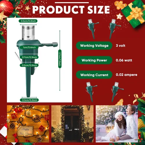 Vista 2 de Luces LED de Navidad Bombillas de Repuesto Mini para Luces de Navidad de 3 Voltios 0.06 Vatios Bombilla LED para Árbol de Navidad Luces de Navidad