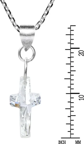 Vista 4 de AeraVida Collar con colgante de cruz de fe de cristal transparente de plata de ley 925, Cristal