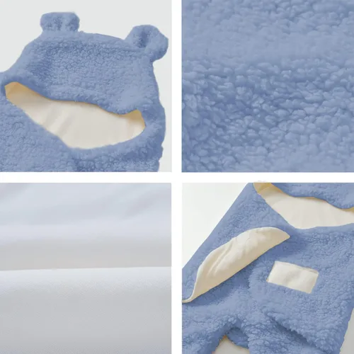 Vista 7 de Nunibum Manta Envolvente para Bebé Niños Niñas Lindo Oso de Felpa Manta Receptora Esencial Ultra-Suave Lista de Regalos para Recién Nacidos Azul