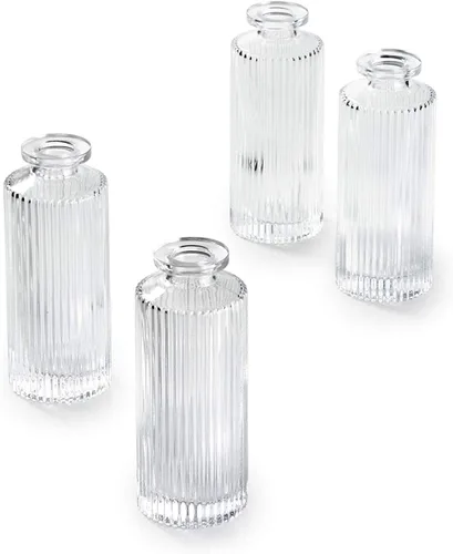 Vista 8 de Serene Spaces Living Jarrón transparente acanalado para botella, centro de mesa para decoración del hogar, eventos, bodas, cumpleaños, vacaciones