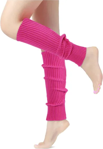 Vista 3 de Calentadores de piernas para mujer, muñequeras con diadema de los años 80, juego de calentadores de piernas de neón para deporte, yoga, ropa