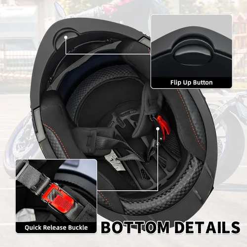 Vista 6 de Cascos modulares abatibles de doble visera para motocicleta, de cara completa, para adultos, BMX, de cuatro ruedas, para hombres y mujeres, aprobado