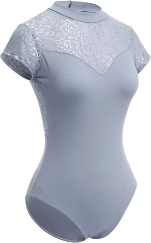 Vista 20 de AFAVOM Leotardos de ballet para mujeres adultas con estampado de flores de mariposa sin espalda, leotardos de gimnasia con brasier y prácticas