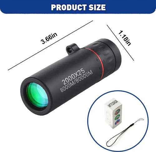 Vista 4 de Mini Telescopio Monocular para Eventos Deportivos, Camping, Conciertos, Negro Mejorado