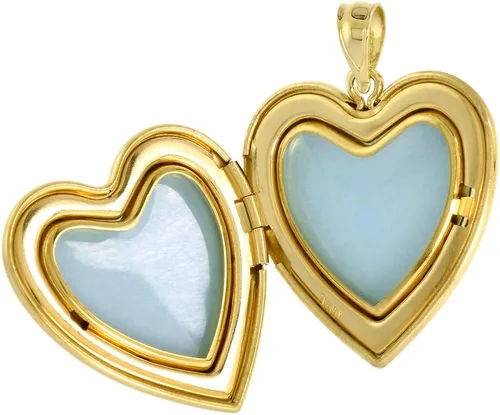 Vista 2 de Plata de ley corazón collar con camafeo Scroll Etching 1inch chapados en oro