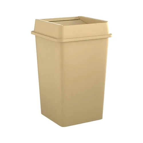 Vista 21 de Bote de basura comercial cuadrado beige de 19 galones para escuela, hotel, oficina, almacén, centro comercial, restaurante