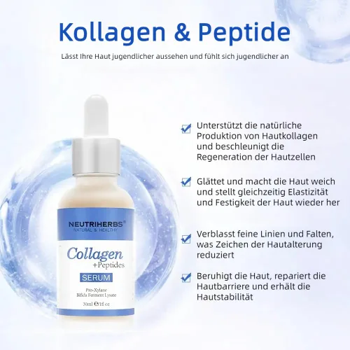 Vista 2 de Neutriherbs Suero de péptido de colágeno, refuerzo de colágeno para reafirmar, levantar la piel facial, suero antienvejecimiento ayuda a reducir