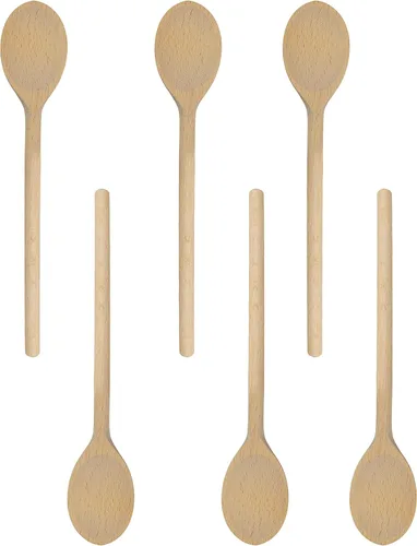 Vista 10 de Cucharas de madera de 14 pulgadas de largo para cocinar, cucharas ovaladas de madera para hornear, cocinar, revolver, cucharas de salsa hechas