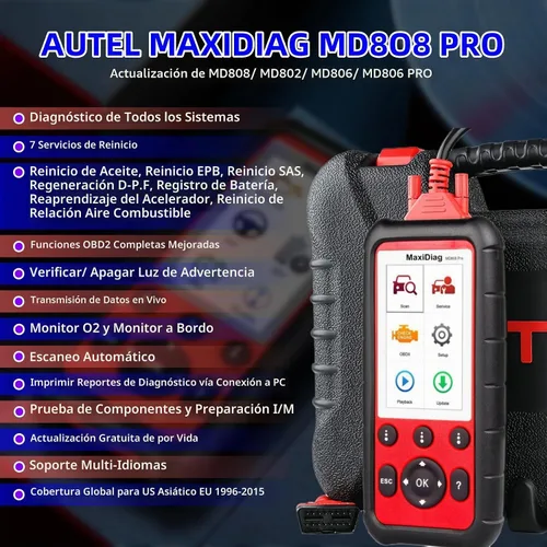 Vista 2 de Autel Escáner de MaxiDiag MD808 Pro OBD2, herramienta de escaneo