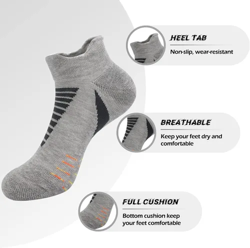 Vista 2 de SERISIMPLE Calcetines de bambú de viscosa de algodón de corte bajo, amortiguador atlético, absorción de compresión, correr, hombres y mujeres, 3