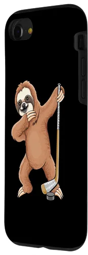 Vista 2 de iPhone SE (2020) / 7 / 8 dabbing perezoso hockey sobre hielo para niños y niñas, divertido estuche de hockey sobre hielo