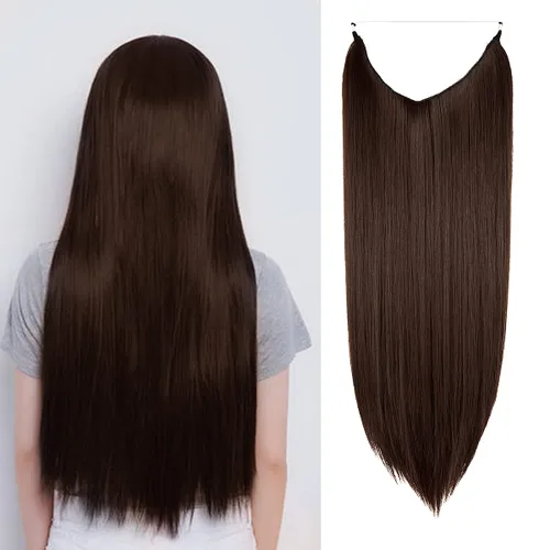 Vista 8 de Extensión de cabello rubio ceniza, rizado, largo, sintético, postizo de cabello rubio, 18 pulgadas, 4.2 oz, con diadema de alambre invisible