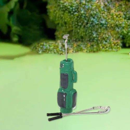 Vista 5 de Palos de golf de casa de muñecas, accesorios para exteriores en miniatura, bolsa de golf, palos de golf, modelo en miniatura, verde