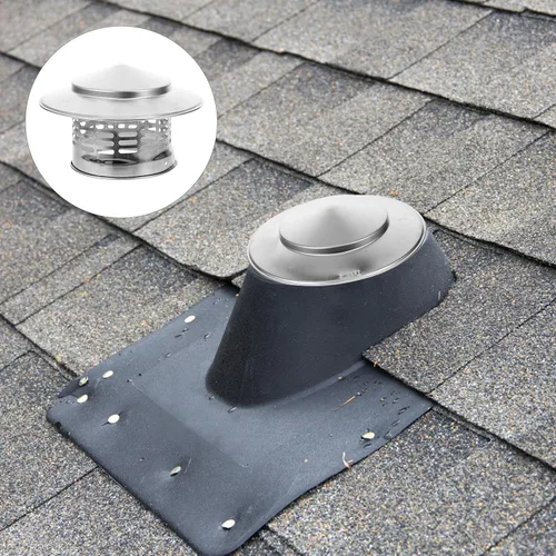 Vista 7 de Veemoon Tapa de lluvia de chimenea de acero inoxidable, cubierta de chimenea de 4.3 pulgadas, tapa de ventilación de techo, parte superior cónica