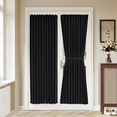 Vista 140 de Vatge Cortinas laterales autoadhesivas para puertas de cristal, sin taladro, extraíble, panel de filtrado de luz, 1 panel, 12 pulgadas de ancho x 60