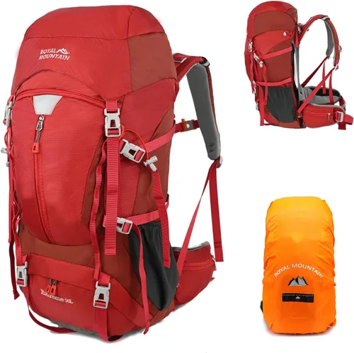 Vista 10 de Mochila de senderismo con marco interno de 55L para mujeres y hombres Negro