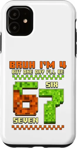 Vista 8 de Bruh I'm 4 But One-Day I'll Be 67 Retro 4th Birthday Kids Case for iPhone 17