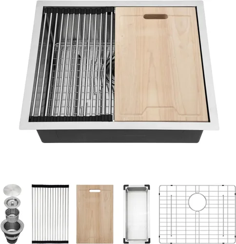 Vista 29 de Kichae Fregadero de Barra Bajo Montaje - Fregadero de Barra de Preparación de 12 x 15 Pulgadas de Acero Inoxidable Calibre 16 Fregadero de Cocina