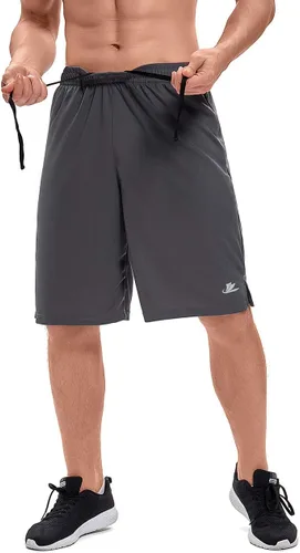 Vista 5 de DEVOROPA Men's Athletic Basketball Shorts Loose-Fit Performance Sports Workout Shorts Zipper Pockets