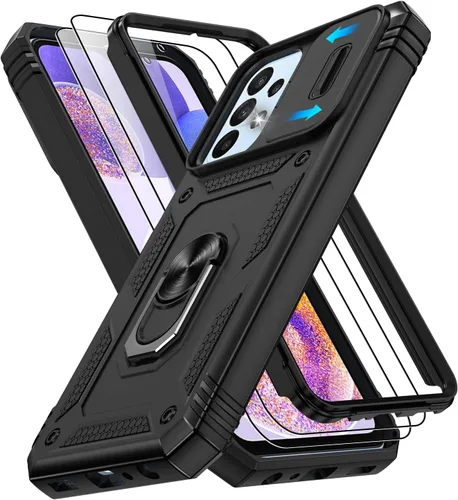 Vista 108 de Gritup Funda para Google Pixel 6 con cubierta deslizante para cámara y protector de pantalla (2 unidades), soporte de anillo giratorio 360°, funda