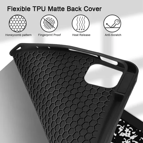 Vista 4 de Funda Tuiklol para iPad Pro de 12.9 pulgadas 2022 2021 2020 2018 6th / 5th / 4th / 3rd Gen Built in Pencil Holder Protective Stand Back Cover with