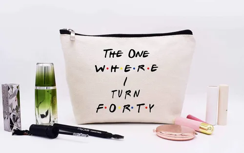 Vista 6 de LIBIHUA Bolsa de maquillaje de cumpleaños Bolsa de cosméticos Bolsa de viaje, Beige, 271-el Uno Donde Ture 40