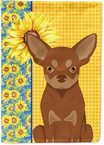 Vista 225 de Caroline's Treasures WDK5313GF Bandera de jardín con diseño de girasoles de verano, color negro y tostado, Airedale Terrier para buzón, bandera