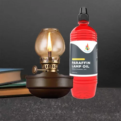 Vista 2 de The Dreidel Company Aceite líquido para lámpara de parafina, medio litro (16.9 fl oz), sin humo, inodoro, combustible ultra limpio para uso en Rojo
