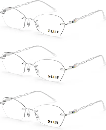 Vista 11 de LUFF Rimless Reading Glasses for Women Blue Light Computer Readers Lightweight 16g Metal Frame Eye Strain Relief