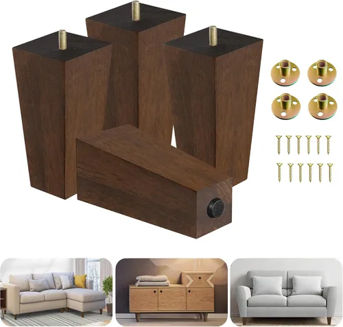 Vista 24 de Yes4All Juego de 4 Patas de Muebles de Madera Redondas de 4 Pulgadas - Pies de Repuesto de Madera para Sofá, Cama, Banco - Patas Cónicas Ajustables