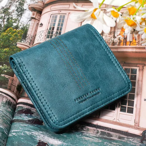 Vista 4 de APHISON Billetera para mujer, delgada y pequeña, cartera RFID para mujer, azul (01A125peacock Blue), Moda