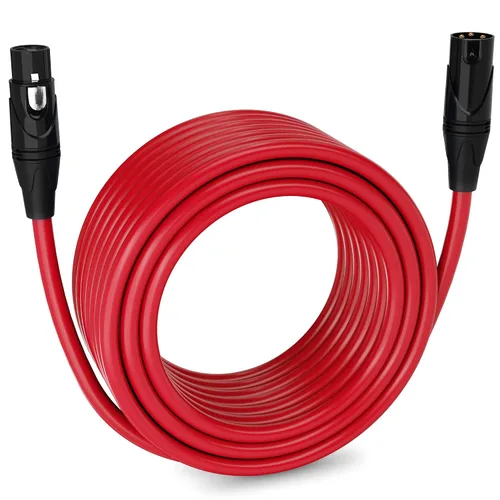 Vista 111 de LyxPro Cable de micrófono XLR hembra a macho de ángulo recto de 3 pines de 1.5 pies para altavoces amplificados, interfaz de audio, rendimiento