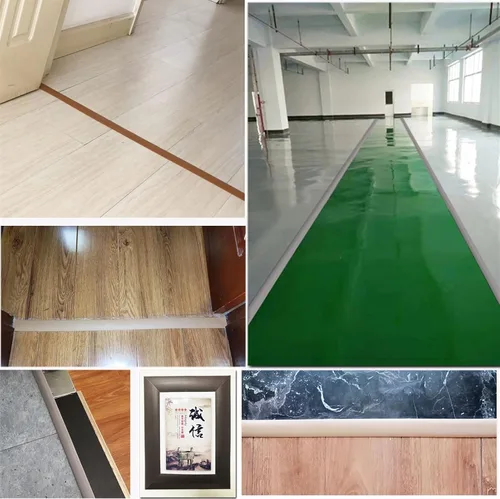 Vista 4 de Tira de transición autoadhesiva de 3.2 pies, tiras de cubierta de piso, transiciones de piso, tira de piso laminada, tira divisora plana de PVC