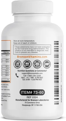 Vista 5 de Bronson Complejo de vitamina B Super B de liberación lenta sostenida (vitamina B1, B2, B3, B6, B9 - ácido fólico, B12) contiene todas las vitaminas