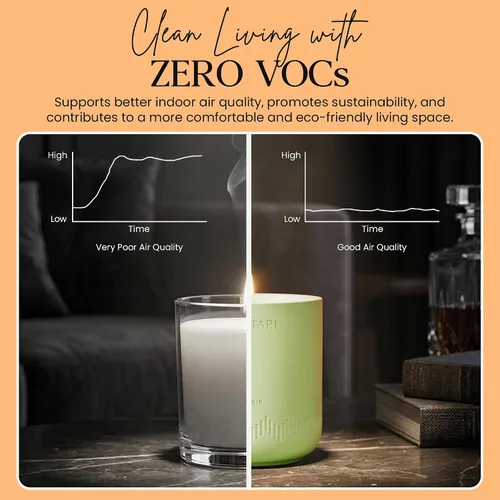 Vista 9 de CAFTARI Vela de Aromaterapia de Lujo Perfumada con Bergamota, Mandarina y Acorde de Té 60 Horas de Combustión Cera Limpia de Coco y Soja