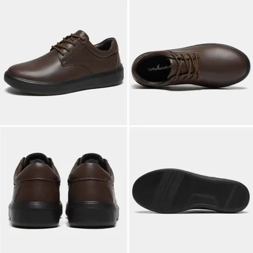 Vista 2 de OrthoComfoot Zapatos ortopédicos de cuero para caminar para hombre cómodos tenis para fascitis plantar con soporte de arco para, zapatos ortopédicos