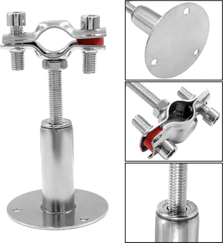 Vista 3 de Hitefu Soporte de tubo de techo de acero inoxidable 304 de 1/2 pulgada con tornillos, kit de soporte de abrazadera de montaje en techo ajustable